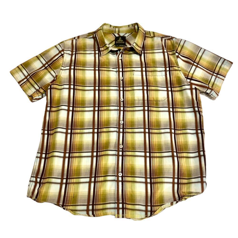 Prana Men's Button Down Top Plaid - Size Large outdoors hiking